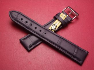 Lederarmband, Krokodil, Breite: 20mm-18mm, Länge: 117mm & 76mm, Farbe: dunkelblau matt 