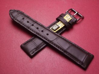 Lederarmband, Krokodil, Breite: 20mm-18mm, Länge: 117mm & 76mm, Farbe: dunkelbraun matt 