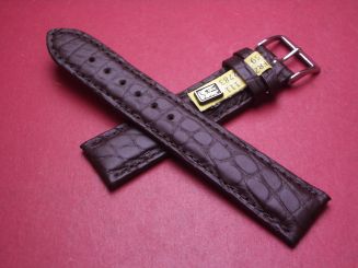 Lederarmband, Krokodil, Breite: 20mm-18mm, Länge: 117mm & 77mm, Farbe: dunkelbraun matt 