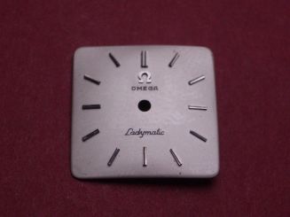 Omega Zifferblatt, 17,4mm x 17,4mm, creme mit silberfarbenen Inlays, für Ladymatic 