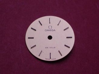 Omega Zifferblatt, Ø 17,5mm, gold mit goldfarbenen Inlays, für De Ville 