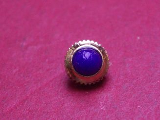 Uhrenkrone, gelb, Ø 4,9mm, Höhe 4,1mm, Gewinde 0,9mm, mit blauem Stein 