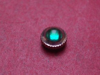 Uhrenkrone, weiß, Ø 4,6mm, Höhe 3,2mm, Gewinde 0,9mm, mit grünem Stein 