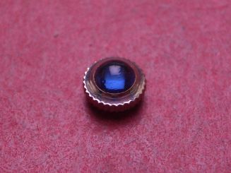 Uhrenkrone, weiß, Ø 4,6mm, Höhe 3,2mm, Gewinde 0,9mm, mit blauem Stein 