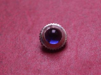 Uhrenkrone, weiß, Ø 4,9mm, Höhe 4,0mm, Gewinde 0,9mm, mit blauem Stein 