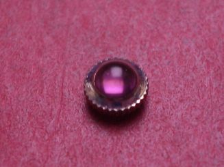 Uhrenkrone, weiß, Ø 4,6mm, Höhe 3,2mm, Gewinde 0,9mm, mit violettem Stein 