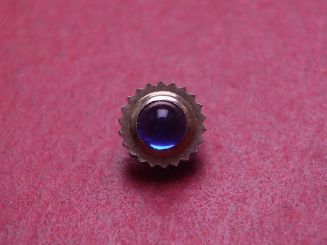 Uhrenkrone, weiß, Ø 5,3mm, Höhe 4,3mm, Gewinde 1,0mm, mit blauem Stein 
