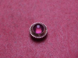 Uhrenkrone, weiß, Ø 5,0mm, Höhe 3,4mm, Gewinde 0,9mm, mit lilafarbenem Stein 