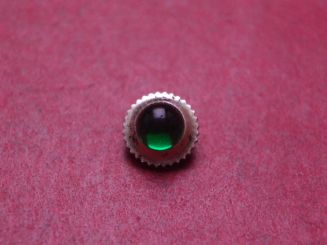 Uhrenkrone, weiß, Ø 4,9mm, Höhe 3,6mm, Gewinde 0,9mm, mit grünem Stein 
