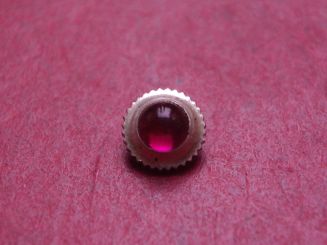 Uhrenkrone, weiß, Ø 5,0mm, Höhe 3,4mm, Gewinde 0,9mm, mit pinkem Stein 