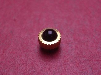 Uhrenkrone, gelb, Ø 4,4mm, Höhe 4,2mm, Gewinde 0,9mm, mit schwarzem Stein 