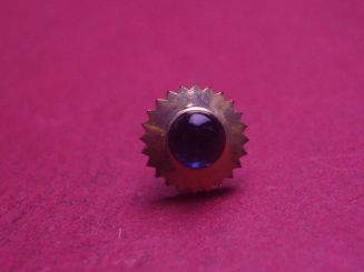 Uhrenkrone, gelb, Ø 7,0mm, Höhe 8,0mm, mit blauem Stein 