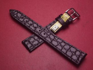 Lederarmband, Krokodil, Breite: 18mm-14mm, Länge: 119mm & 77mm, Farbe: schwarz matt 
