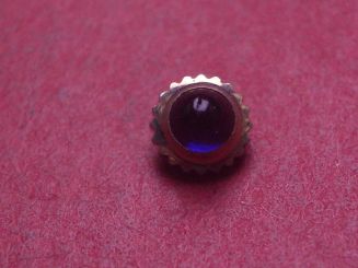 Uhrenkrone, weiß, Ø 4,9mm, Höhe 4,3mm, Gewinde 0,9mm, mit blauem Stein 