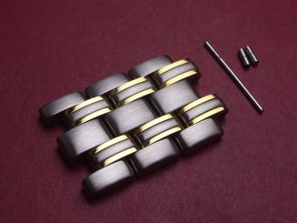 Omega Armbandglied, Stahl/Gold, Breite: 20mm, Länge: 3cm, mit Stift und Hülsen, neu 