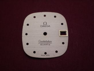 Omega Zifferblatt, ca. 23,2mm x 24,3mm, gold, für Constellation, leicht beschädigt & Inlays fehlen 