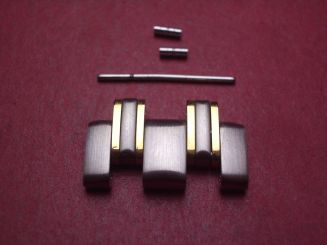Omega Armbandglied, Stahl/Gold, 20mm, mit Stift und Hülsen, neu 
