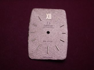 Omega Zifferblatt, ca. 20,0mm x 28,0m, gold mit goldfarbenen Inlays, für De Ville 