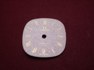 Omega Zifferblatt, ca. 16,1mm x 16,1m, silber und Glitzer mit goldfarbenen Ziffern 