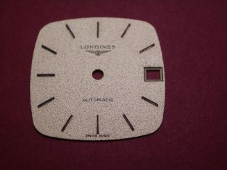 Longines Zifferblatt, ca. 25,5mm x 25,5mm, gold mit goldfarbenen Inlays, leicht beschädigt 