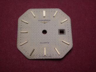 Longines Zifferblatt, ca. 21,6mm x 21,6mm, champagner mit goldfarbenen Inlays 