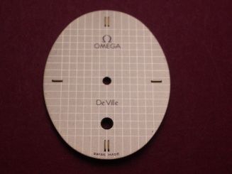 Omega Zifferblatt, ca. 23,5mm x 29,6mm, gold mit goldfarbenen Inlays, für De Ville 