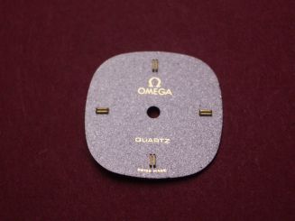 Omega Zifferblatt, ca. 16,0mm x 16,0mm, silber mit Glitzer mit goldfarbenen Inlays 