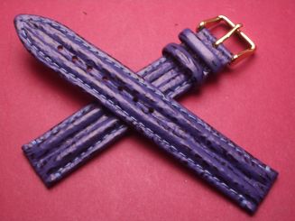 Hirsch Uhren-Armband, Kalbsleder mit Haifischprägung, 18mm, Farbe: dunkelblau 