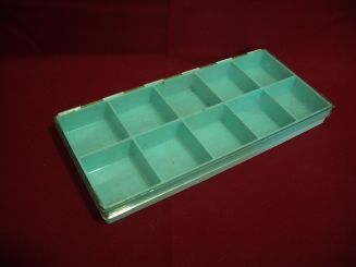 Aufbewahrungs-, /Transport- / oder Sortierbox aus Kunststoff, 29,5cm x 13,5cm x 3cm, 10 Fächer, gebraucht 