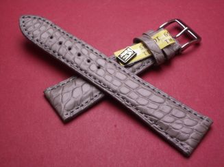 Louisiana Krokodil-Leder-Armband, 20mm im Verlauf auf 16mm an der Schließe, Farbe: grau matt, XS-Länge 