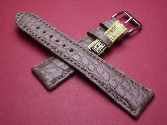 Louisiana Krokodil-Leder-Armband, 20mm im Verlauf auf 16mm an der Schließe, Farbe: taupe matt, XS-Länge 