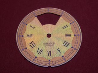 Swatch Zifferblatt, Ø 28,9mm, Farben: gold (reflektiert), weiß, blau, NOS (New Old Stock) 