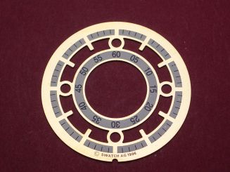 Swatch Zifferblatt, Ø 28,9mm, Farben: weiß, gold, NOS (New Old Stock) 