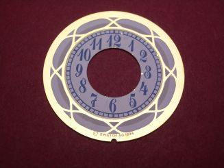 Swatch Zifferblatt, Ø 28,9mm, Farben: gold, weiß, blau, NOS (New Old Stock) 