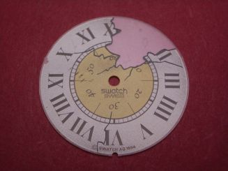 Swatch Zifferblatt, Ø 28,9mm, Farben: beige, schwarz, weiß, NOS (New Old Stock) 