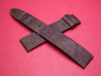 Longines Lederarmband, Eidechsenleder, 18mm im Verlauf auf 16mm, Farbe: schwarz, getragen 