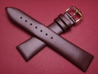 Hirsch Uhren-Armband, Kalbsleder, 20mm im Verlauf auf 16mm, Farbe: rot-braun 