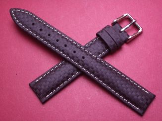 Hirsch Uhren-Armband, Kalbsleder, 16mm im Verlauf auf 14mm, Farbe: schwarz mit heller Naht 