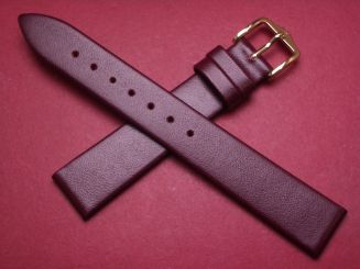 Hirsch Uhren-Armband, Kalbsleder, 16mm im Verlauf auf 14mm, Farbe: dunkles bordeaux-rot 