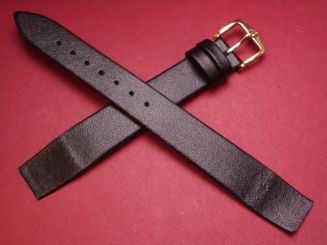 Hirsch Uhren-Armband, Kalbsleder, 16mm im Verlauf auf 14mm, für feste Stege, Farbe: schwarz 