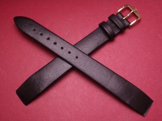 Hirsch Uhren-Armband, Kalbsleder, 16mm im Verlauf auf 14mm, für feste Stege, Farbe: schwarz 
