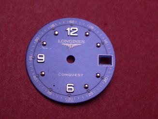 Longines Zifferblatt, Ø 18,4mm, blau mit silberfarbenen Inlays 