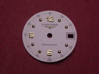 Longines Zifferblatt, Ø 18,4mm, weiß mit goldfarbenen Inlays 