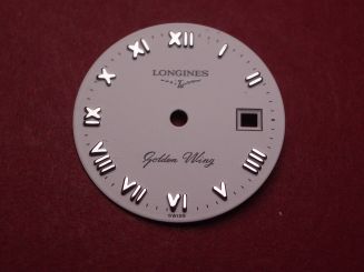 Longines Zifferblatt, Ø 20,5mm, weiß mit silberfarbenen Inlays 