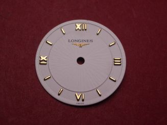 Longines Zifferblatt, Ø 20,0mm, weiß mit goldfarbenen Inlays 