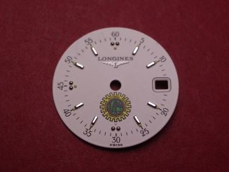 Longines Zifferblatt, Ø 19,6mm, weiß mit silberfarbenen Inlays 