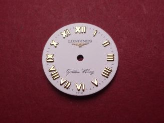 Longines Zifferblatt, Ø 17,6mm, weiß mit goldfarbenen Inlays 