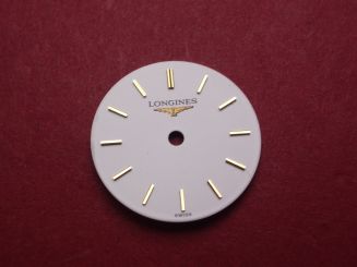 Longines Zifferblatt, Ø 16,6mm, weiß mit goldfarbenen Inlays 