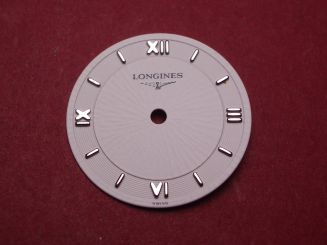 Longines Zifferblatt, Ø 20,0mm, weiß mit silberfarbenen Inlays 