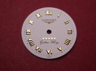 Longines Zifferblatt, Ø 20,5mm, weiß mit goldfarbenen Inlays 